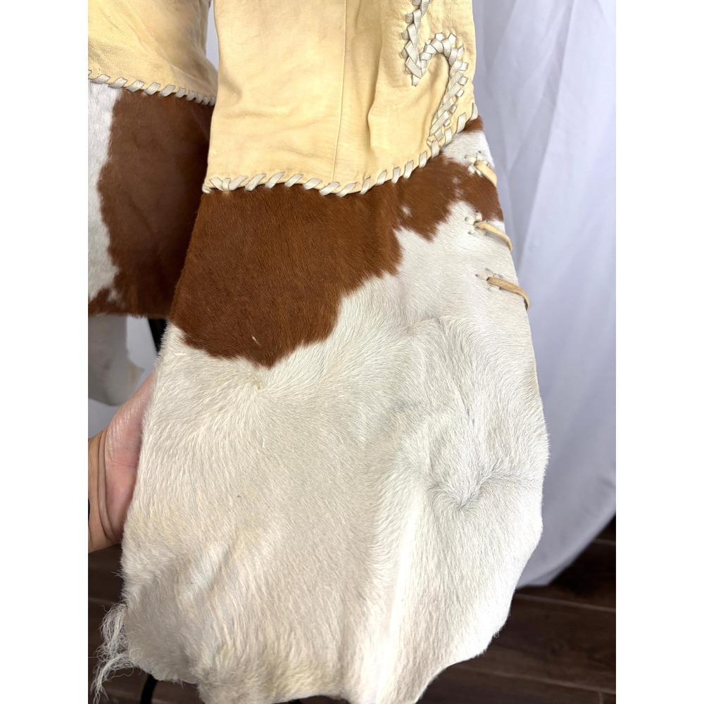 Vtg Michelle Julene Couture Leather Jacket Cowhide Western Beaded Whipstitch S - Picture 9 of 16
